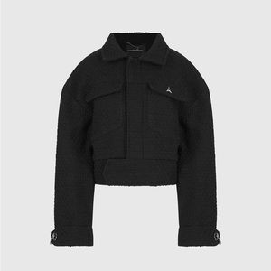 BOXY BOUCLE JACKET - BLACK